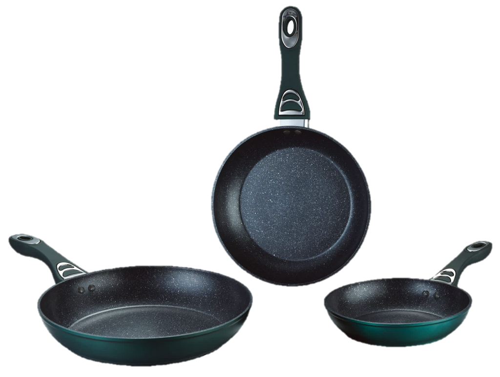 Set of 3 Marble Non-Stick Pans