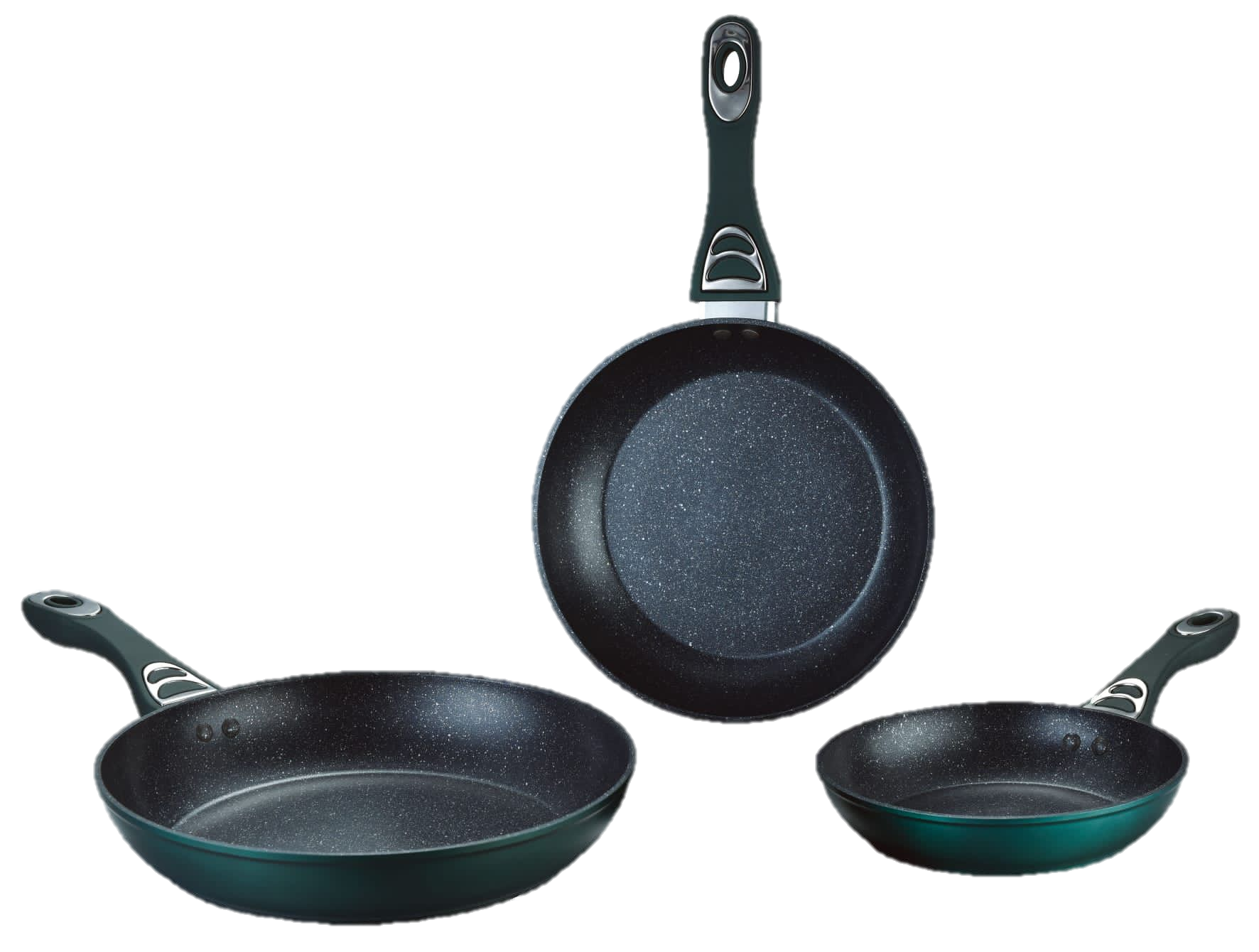 3 Frying Pan COMBO with marble coating- Juego de 3 Sartenes de Aluminio Fundido con cobertura de Marmol