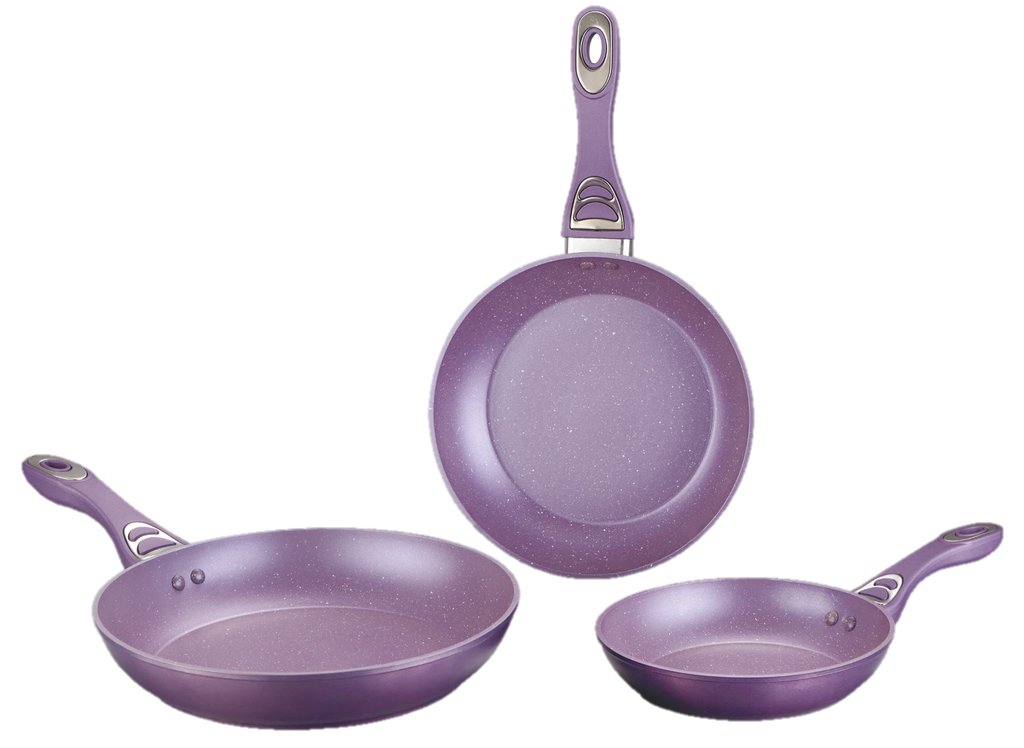Set of 3 Marble Non-Stick Pans
