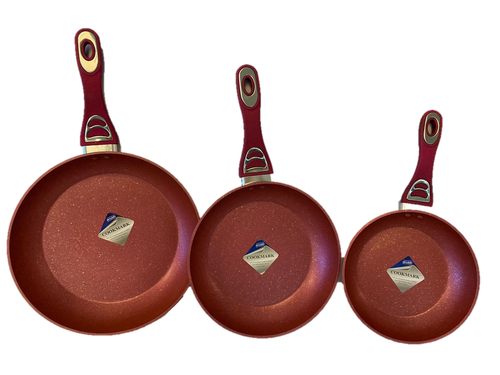 Set of 3 Marble Non-Stick Pans