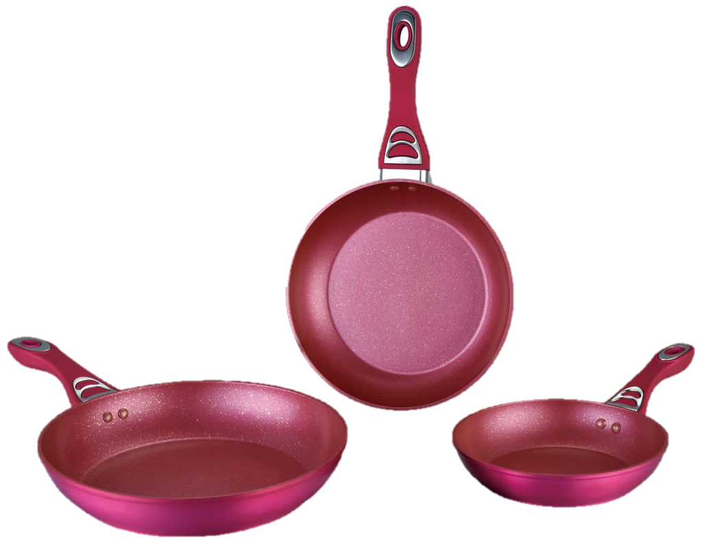 Set of 3 Marble Non-Stick Pans
