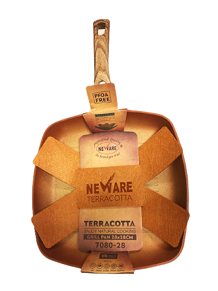 NEWARE Terracotta SQUARE grill pan 11" (28cm)/ SARTEN cuadrado para DORAR carne  11" (28cm)