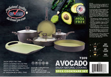 Cargar imagen en el visor de la galería, AVOCADO 9 Piece Cooking Set with GRIDDLE / Batería de 9 piezas de AGUACATE con COMAL
