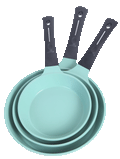 EUROCOOK Jade Powder-coated Ceramic Non-Stick Cookware Set, 3-Piece PFOA-Free Frying Pans