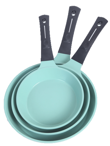  EUROCOOK JADE powder COATED Non-Stick frying PAN SET made of  aluminum non-stick coating ceramic 3 piece SET PFOA Free HEALTHY FAST FAT  FREE cooking NEWARE: Home & Kitchen
