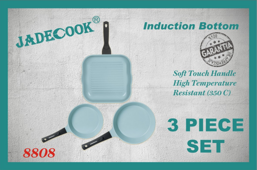 JADECOOK 3 piece cookware SET (2 fry 1 square)- bateria de 3 piezas de JADE