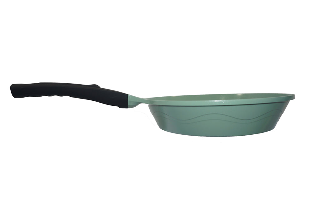 EUROCOOK Jade Powder-coated Ceramic Non-Stick Cookware Set, 3-Piece PFOA-Free Frying Pans